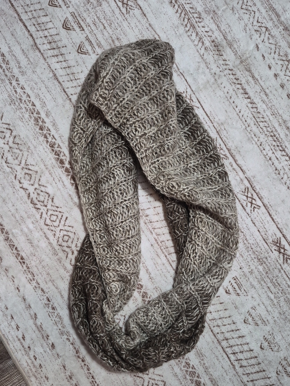 Source Unknown Taupe-Brown Marled Knit Infinity Scarf